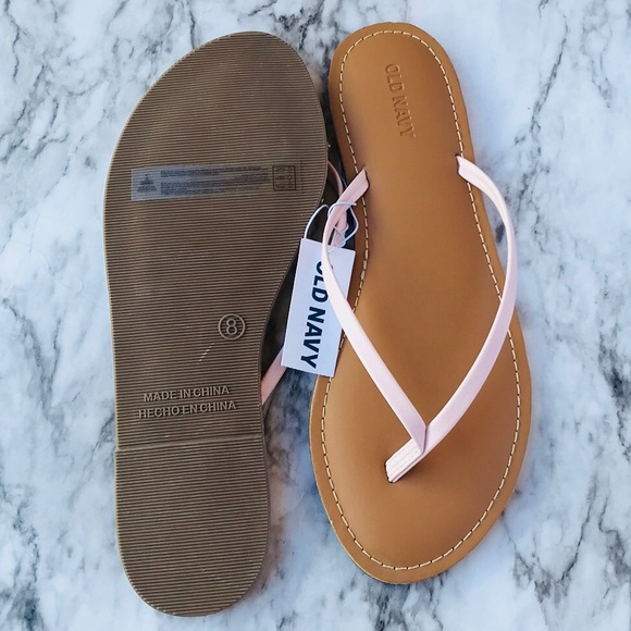 Light pink faux leather flip flops size 8 - Picture 2 of 6